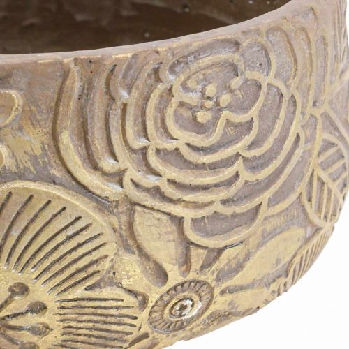 Product Decorative bowl ceramic gold flowers brown Ø23.5cm H11.5cm
