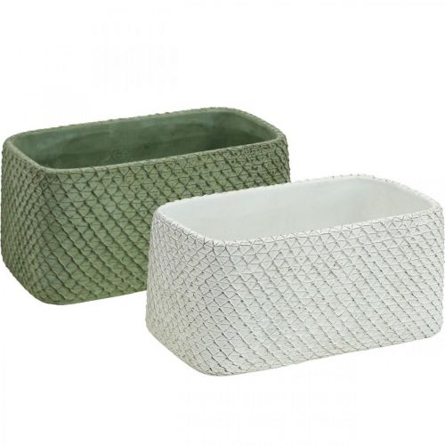 Product Decorative bowl ceramic green white relief net 23x12.5cm H11cm 2pcs