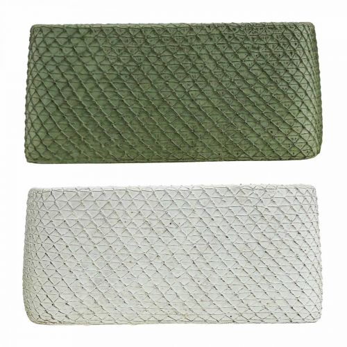Floristik24 Decorative bowl ceramic green white relief net 23x12.5cm H11cm 2pcs