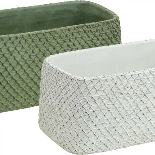 Product Decorative bowl ceramic green white relief net 23x12.5cm H11cm 2pcs
