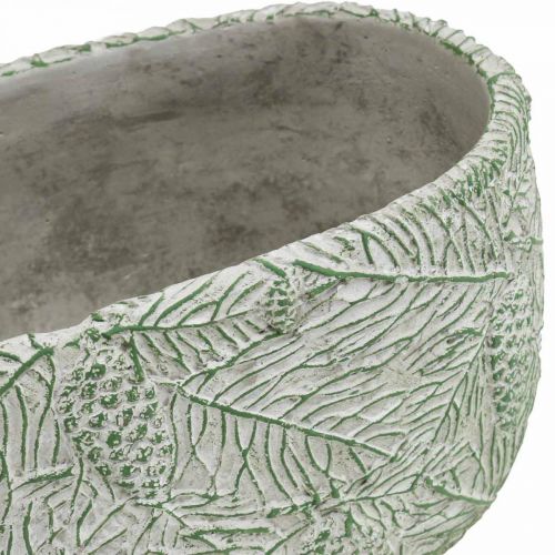 Decorative bowl ceramic oval green white gray fir branches L22.5cm