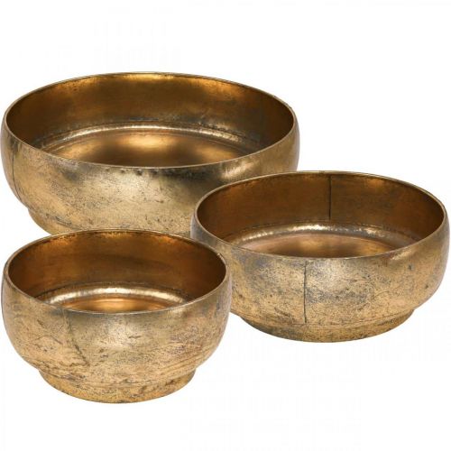 Decorative bowl metal golden antique look Ø23.5/33/43cm set of 3