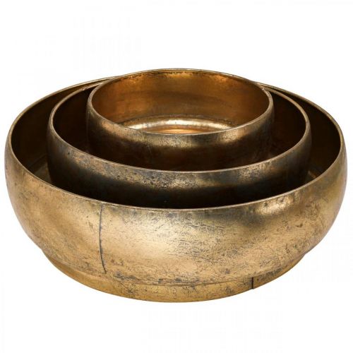 Floristik24 Decorative bowl metal golden antique look Ø23.5/33/43cm set of 3