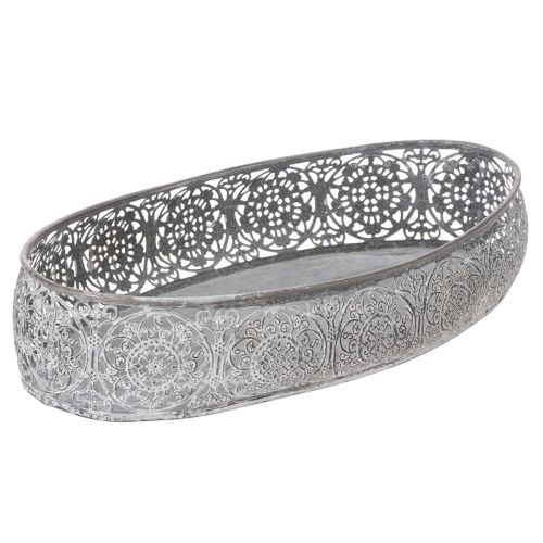 Product Decorative metal bowl, grey pattern, oval, L36cm/33.5cm, set of 2