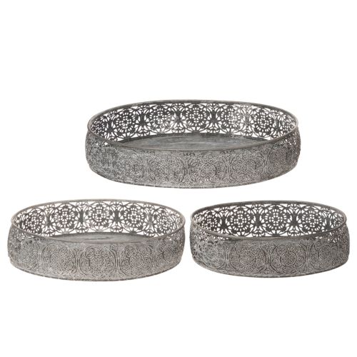 Product Decorative bowl metal oval pattern gray 25.5/29/34.5cm set of 3