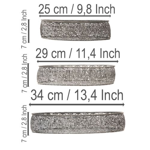 Product Decorative bowl metal oval pattern gray 25.5/29/34.5cm set of 3