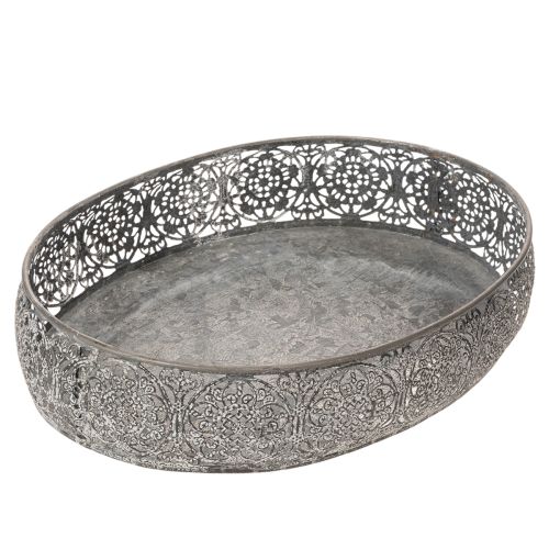 Product Decorative bowl metal oval pattern gray 25.5/29/34.5cm set of 3