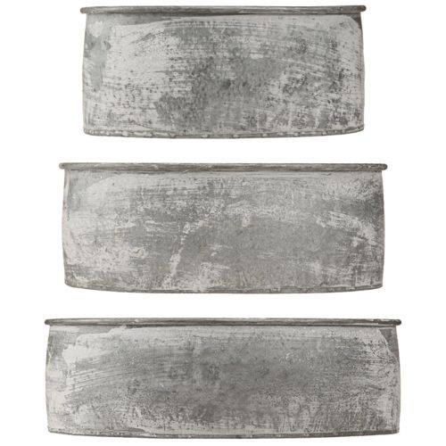 Product Decorative Bowl Metal Plug-in Bowl Oval Grey L22.5/19.5/16cm Set of 3