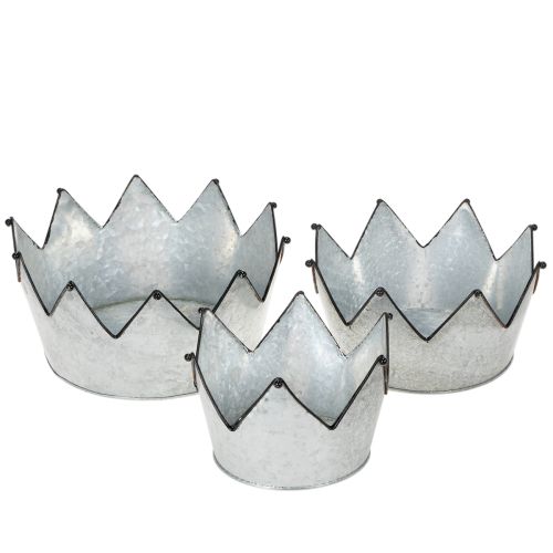 Floristik24 Decorative bowl metal bowl crown Ø26.5/22.5/19cm set of 3
