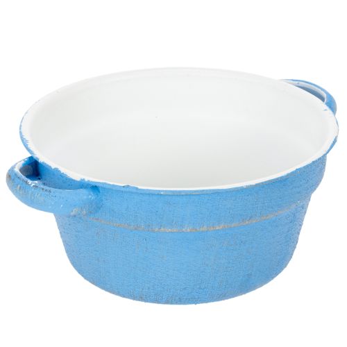 Product Decorative bowl/planter, blue metal, shabby chic decor, Ø17cm, H8.5cm