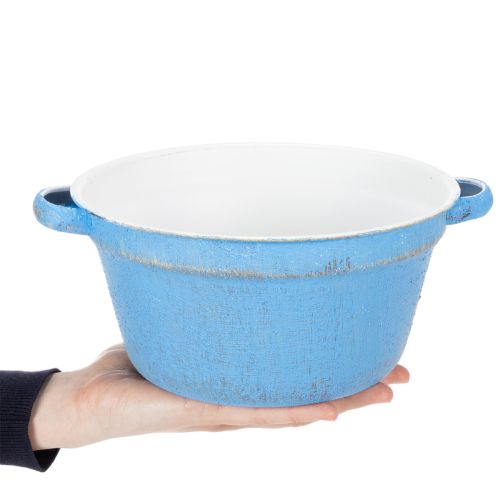 Product Decorative bowl/planter, blue metal, shabby chic decor, Ø21cm, H10.5cm