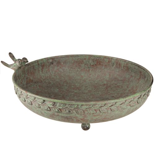 Floristik24 Decorative Bowl with Birds Metal Bowl Antique Green Brown Ø30cm