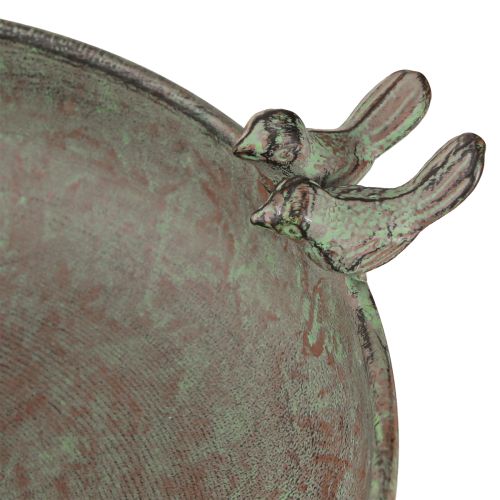 Floristik24 Decorative Bowl with Birds Metal Bowl Antique Green Brown Ø30cm