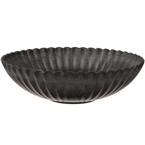 Decorative bowl round anthracite plant bowl with grooves Ø28cm