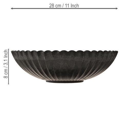 Floristik24 Decorative bowl round anthracite plant bowl with grooves Ø28cm