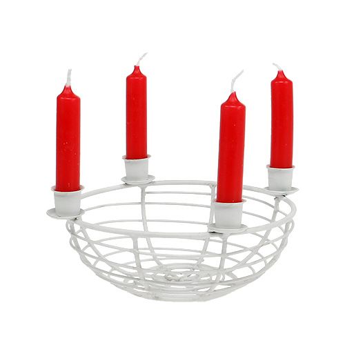 Floristik24 Decorative bowl with 4 tree candle holders white Ø14cm