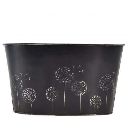 Product Decorative bowl metal oval black silver flowers 20.5×12.5×12cm