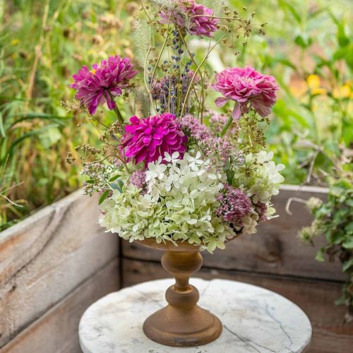 Floristik24 Decorative bowl on foot bowl rust look metal Ø22cm H18.5cm