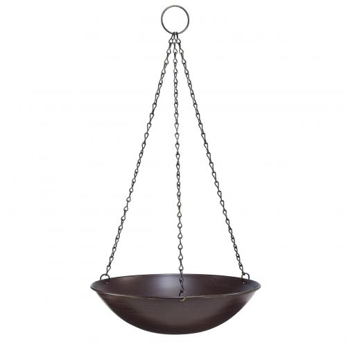 Floristik24 Decorative bowl for hanging metal dark brown Ø30cm H55cm