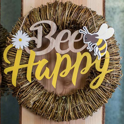 Product Decorative sign bee “Bee Happy” summer decoration wood 31×18cm 2pcs