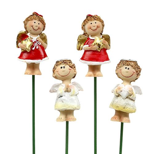 Decorative plug angel red, white 4.5cm L28cm 8pcs