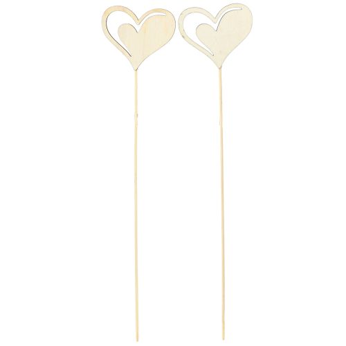 Product Decorative Plugs Hearts Red White Wooden Decoration 7.5×6.5cm 12 pcs