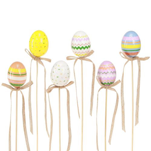 Decorative Easter Eggs with Bow Colorful 4x5.5cm 12 Pcs
