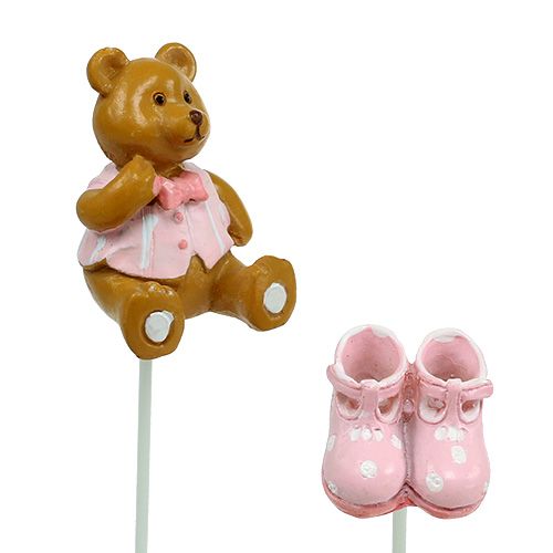 Floristik24 Decorative plug bear, shoe pink 1,5-4cm 16 pcs