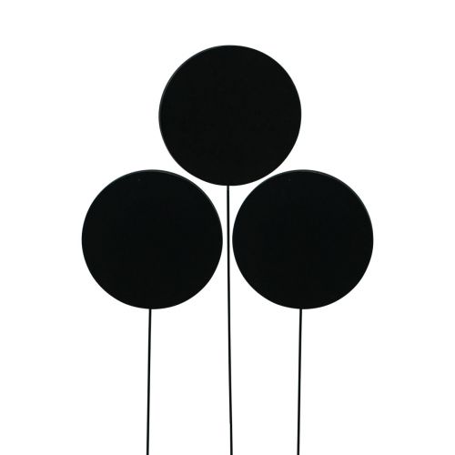 Product Decorative wooden chalkboard stakes, round, black, Ø6cm, L15cm, 12 pieces - Creative decoration for flower arrangements and gifts