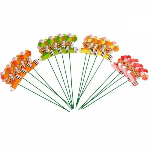 Floristik24 Decorative pin with teddy and balloons flower pin summer decoration children 16 pcs