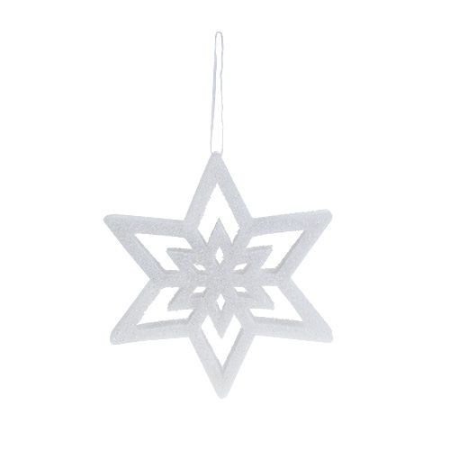 Decorative star white, snowed 28cm L40cm 1pc