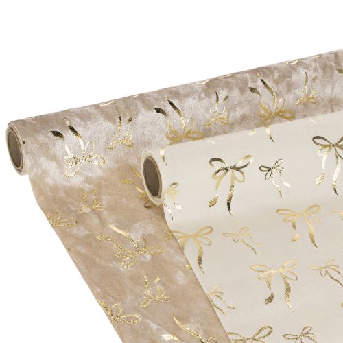 Table runner, decorative fabric with narrow bows, on a roll, 120x35cm, 2 pieces