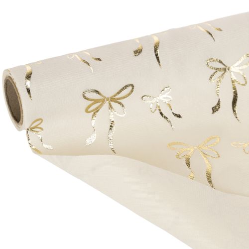 Table runner, decorative fabric with narrow bows, on a roll, 120x35cm, 2 pieces | Floristik24.ie