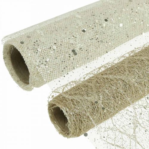 Table tape decorative fabric champagne x 2 assorted 35x200cm