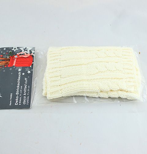 Floristik24 Decorative knitted tube 11 x 21cm cream 2pcs