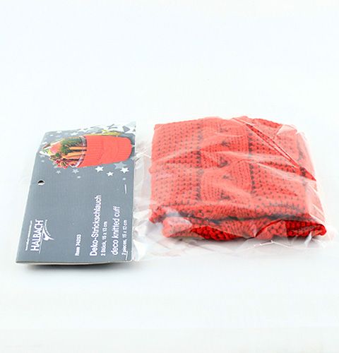 Floristik24 Decorative knitted tube 15 x 13cm red 2pcs