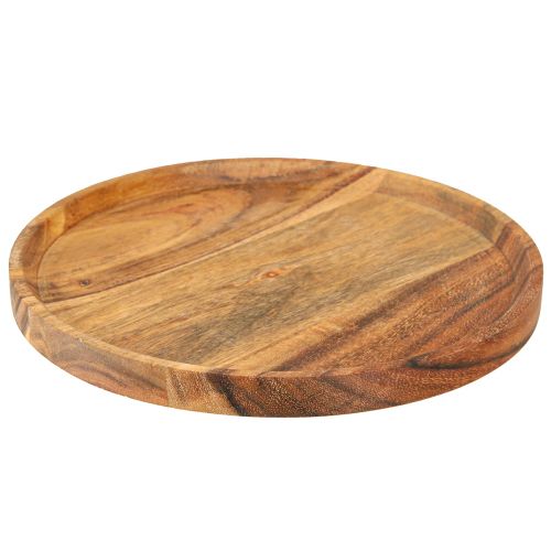 Floristik24 Decorative Plate Decorative Tray Wood Acacia Natural Oiled Ø20cm
