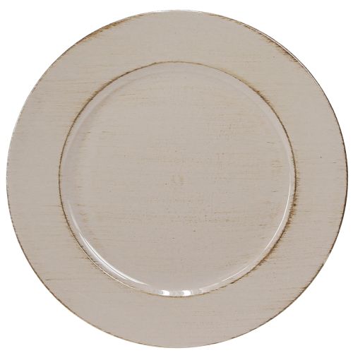 Floristik24 Decorative plate plastic decorative plastic plate grey brown Ø33cm