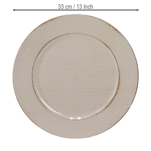 Decorative plate plastic decorative plastic plate grey brown Ø33cm | Floristik24.ie