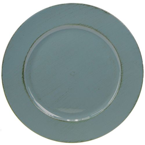 Floristik24 Decorative plate plastic decorative plastic plate petrol brown Ø33cm