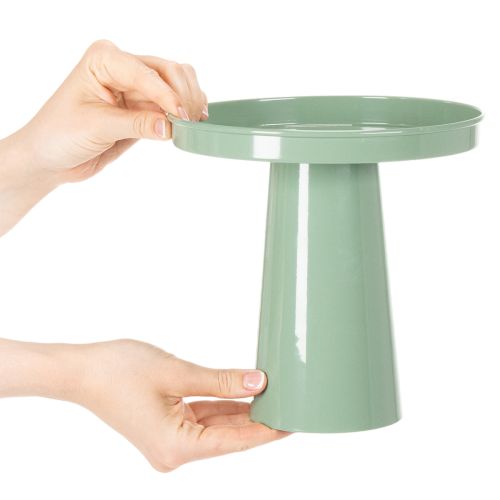 Decorative metal plate, green, round base, tray for flower arrangements, 20cm | Floristik24.ie