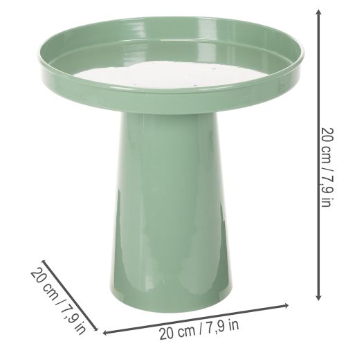 Decorative metal plate, green, round base, tray for flower arrangements, 20cm | Floristik24.ie