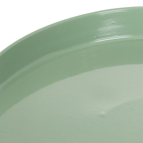 Decorative metal plate, green, round base, tray for flower arrangements, 20cm | Floristik24.ie