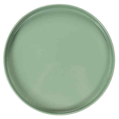 Decorative metal plate, green, round base, tray for flower arrangements, 20cm | Floristik24.ie