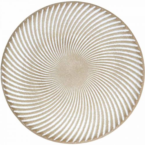 Product Decorative plate round white brown grooves table decoration Ø35cm H3cm