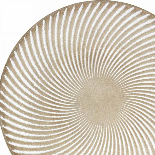 Product Decorative plate round white brown grooves table decoration Ø35cm H3cm