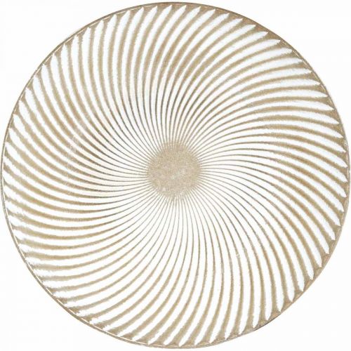 Product Decorative plate round white brown grooves table decoration Ø40cm H4cm