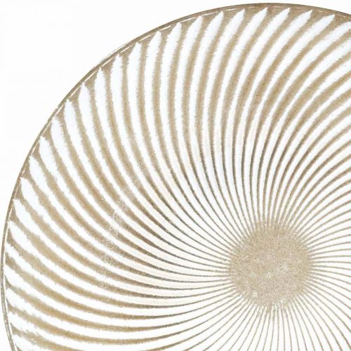 Product Decorative plate round white brown grooves table decoration Ø40cm H4cm