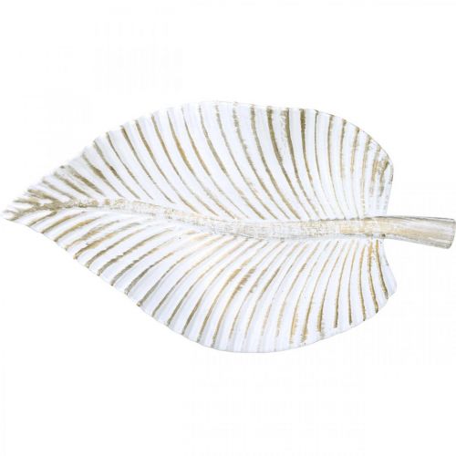 Floristik24 Decorative plate white brown autumn leaf autumn decoration 35.5x20x5cm