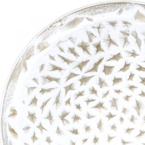 Floristik24 Decorative plate white round brown structure vintage table decoration Ø39cm